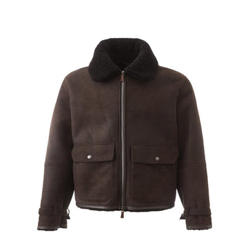 Lardini Elegant Italian Leather Sheepskin Jacket