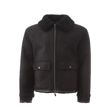 Lardini Elegant Black Sheepskin Leather Jacket