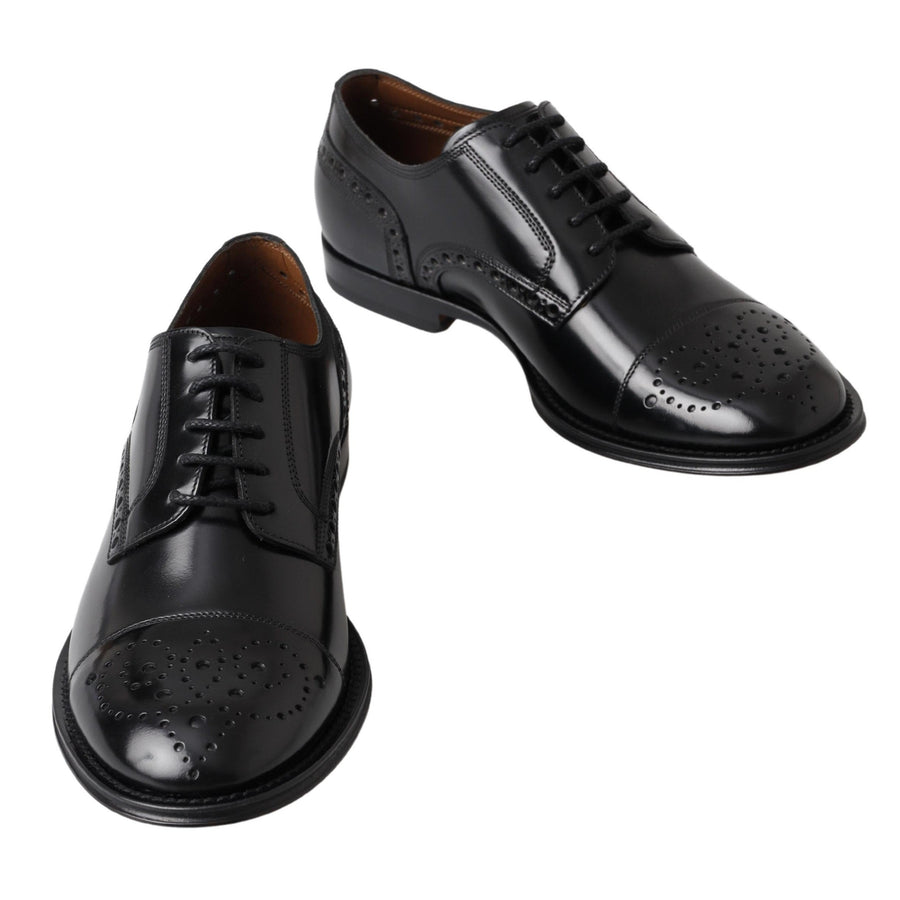 Dolce & Gabbana Elegant Black Leather Oxford Wingtip Shoes