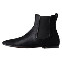 Dolce & Gabbana Black Leather Chelsea Men Ankle Boots Shoes