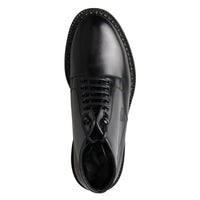 Dolce & Gabbana Black Leather Men Short Boots Lace Up Shoes