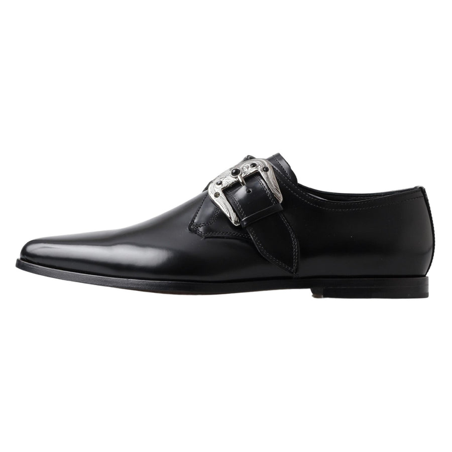 Dolce & Gabbana Black Leather Monk Strap Dress Formal Shoes