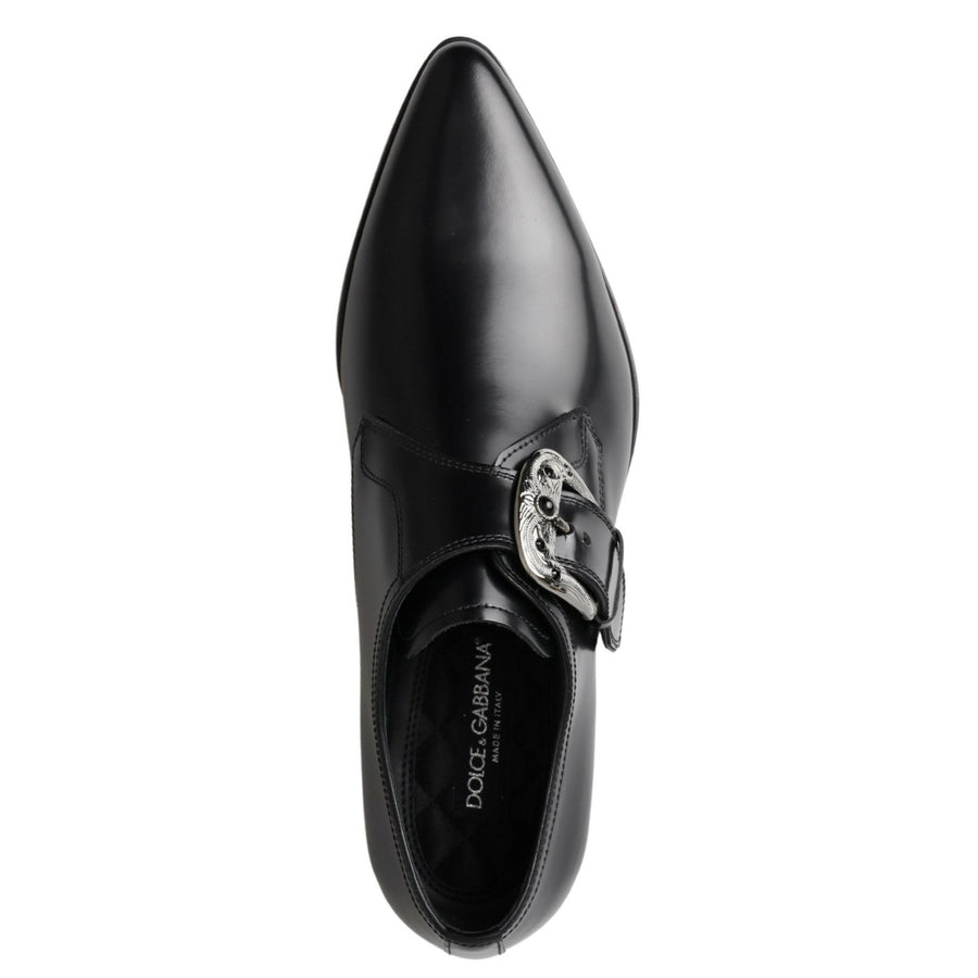 Dolce & Gabbana Black Leather Monk Strap Dress Formal Shoes