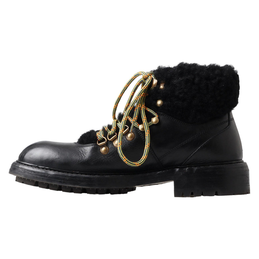 Dolce & Gabbana Elegant Shearling Style Men's Leather Boots