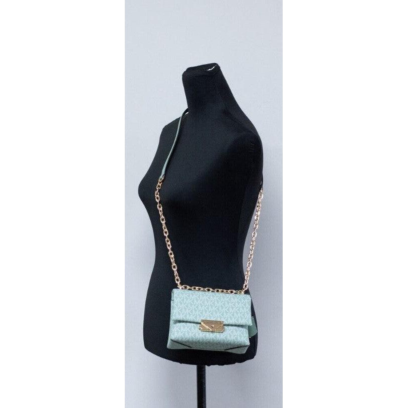 Michael Kors Cece Small Sea Green Signature PVC Convertible Flap Crossbody Bag