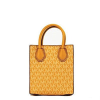 Michael Kors Mercer XS Honeycomb Gold Signature PVC North South Shopper Crossbody Bag
