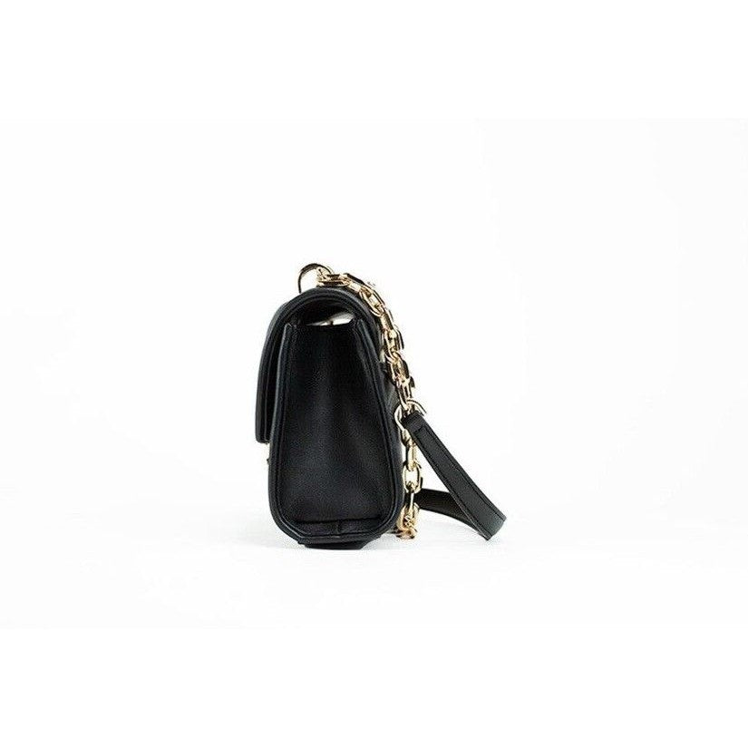 Michael Kors Serena Small Smooth Black Vegan Leather Studded Flap Crossbody Bag