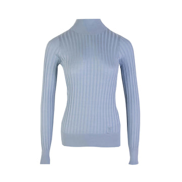 Burberry Elegant Silk Turtleneck Sweater in Light Blue