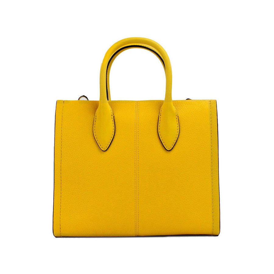 Michael Kors Mirella Small Jasmine Yellow Leather Top Zip Shopper Tote Bag