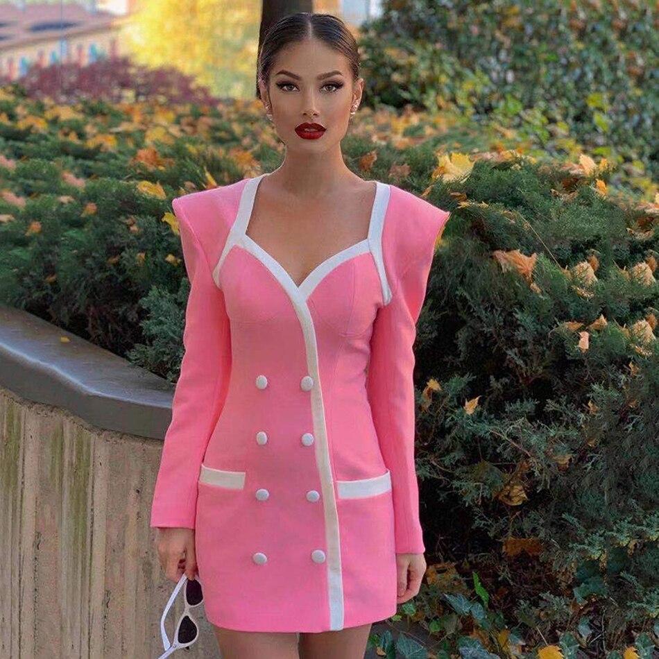Blazer Robe Rose Double Boutonnage Forme Bustier - Paris Deluxe