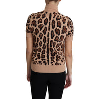 Dolce & Gabbana Beige Leopard Print Virgin Wool Turtleneck Top - Paris Deluxe