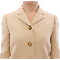 Dolce & Gabbana Beige Wool Pearl Button Jacket Blazer Coat - Paris Deluxe