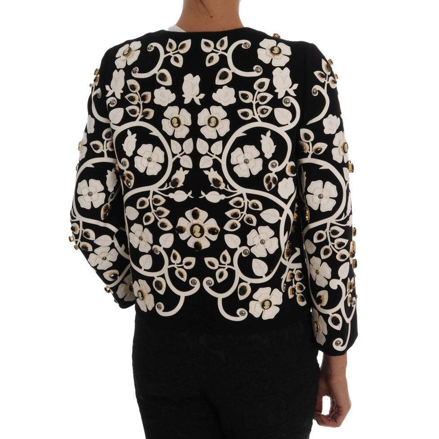 Dolce & Gabbana Black Baroque Floral Crystal Jacket - Paris Deluxe