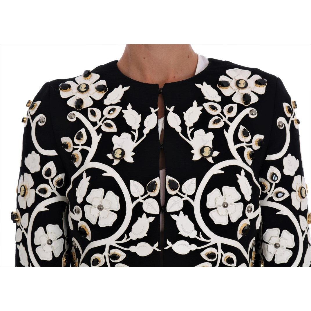 Dolce & Gabbana Black Baroque Floral Crystal Jacket - Paris Deluxe