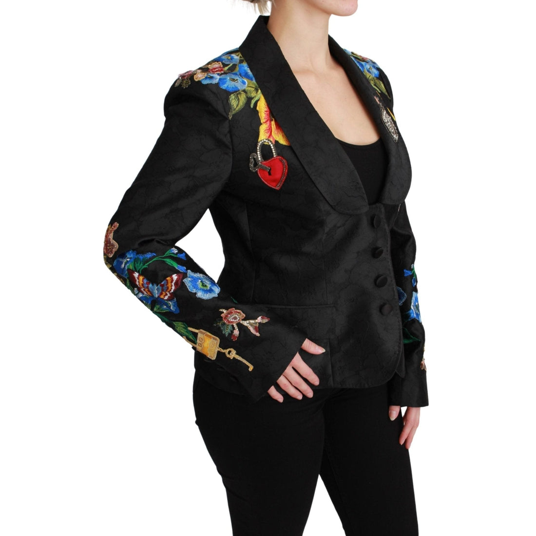 Dolce & Gabbana Black Brocade Crystal Blazer Jacket - Paris Deluxe