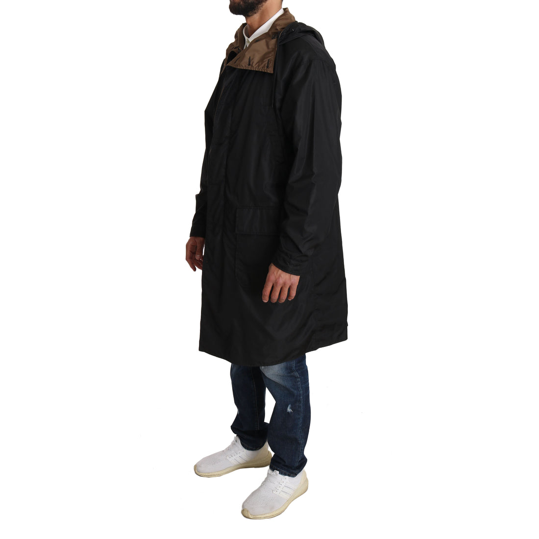 Dolce & Gabbana Black Brown Hooded Reversible Raincoat - Paris Deluxe