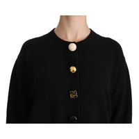 Dolce & Gabbana Black Button Embellished Cardigan Sweater - Paris Deluxe