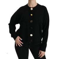 Dolce & Gabbana Black Button Embellished Cardigan Sweater - Paris Deluxe