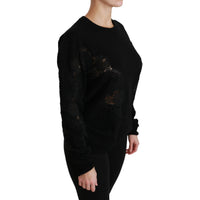 Dolce & Gabbana Black Cashmere Floral Lace Cutout Sweater - Paris Deluxe