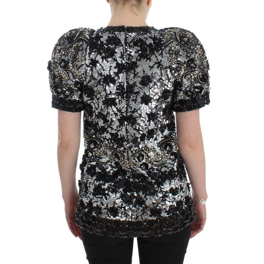 Dolce & Gabbana Black Clear Crystal Runway Blouse Top - Paris Deluxe