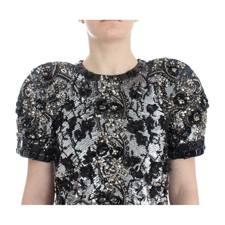 Dolce & Gabbana Black Clear Crystal Runway Blouse Top - Paris Deluxe