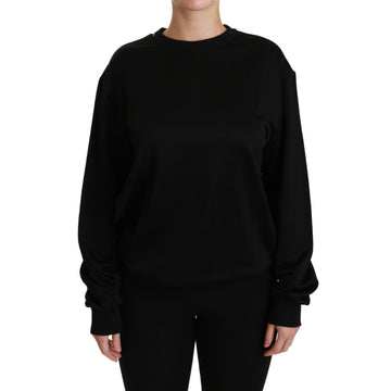 Dolce & Gabbana Elegant Black Cotton Crew Neck Pullover Sweater