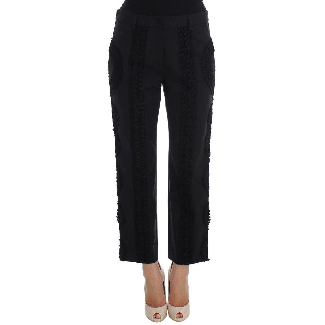 Dolce & Gabbana Black Cotton Stretch Torero Capris Pants - Paris Deluxe