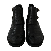 Dolce & Gabbana Black Crocodile Leather Derby Boots Shoes - Paris Deluxe