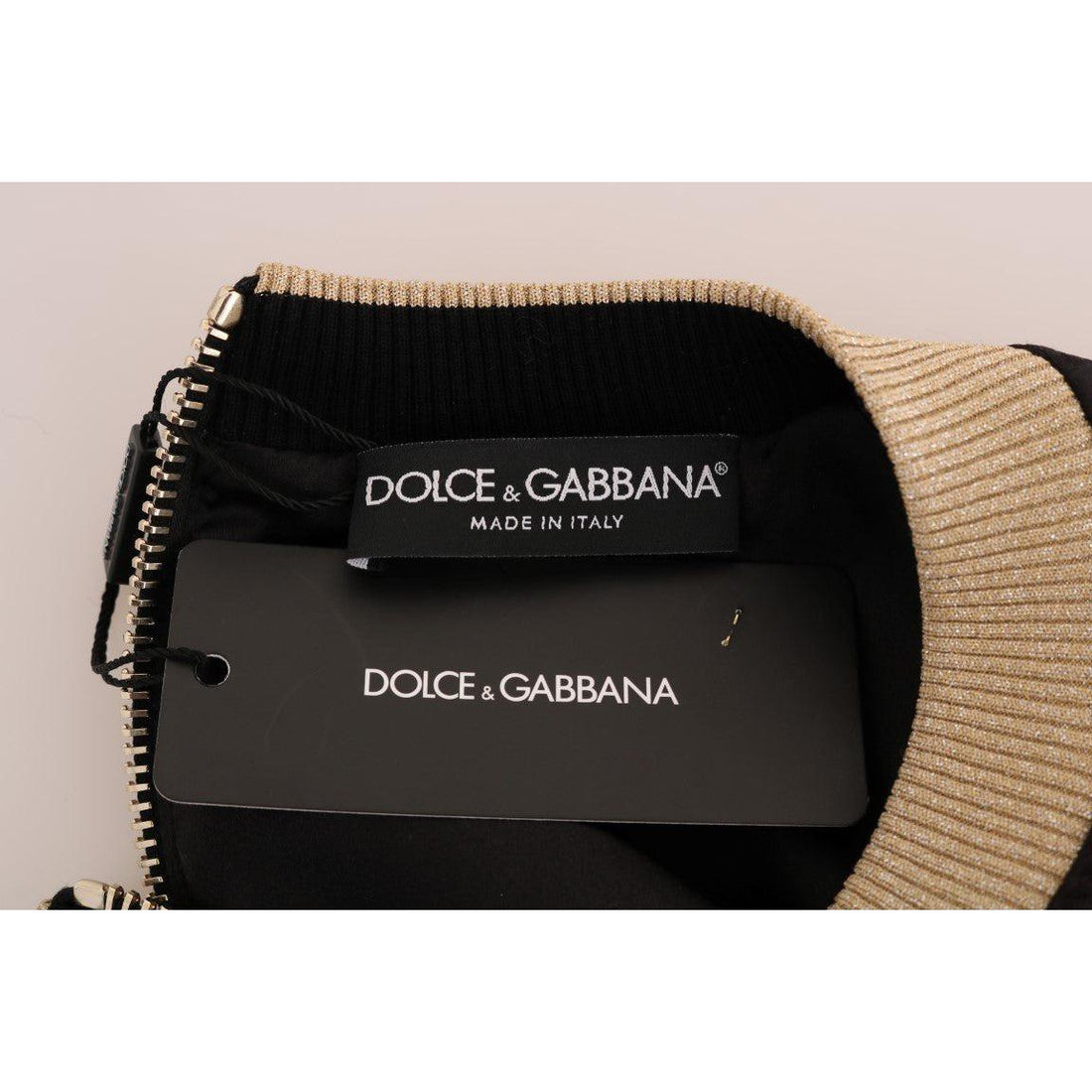 Dolce & Gabbana Black Fairy Tale Brocade Zipper Sweater - Paris Deluxe