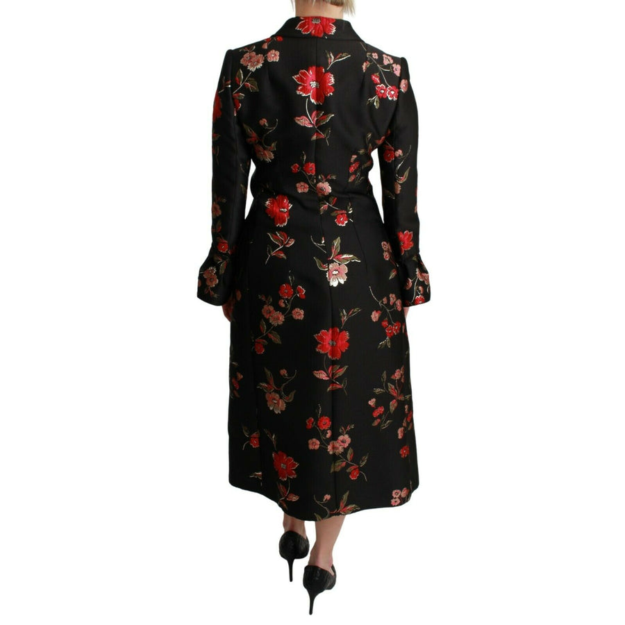 Dolce & Gabbana Black Floral Embroidered Jacket Coat - Paris Deluxe