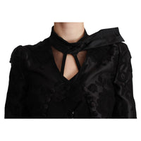 Dolce & Gabbana Black Floral Jacquard Blazer Silk Jacket - Paris Deluxe