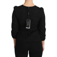 Dolce & Gabbana Black Floral Lace Zipper Top Blouse - Paris Deluxe