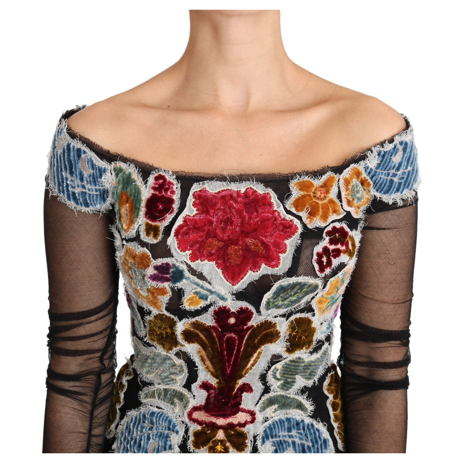 Dolce & Gabbana Black Floral Ricamo Top T-shirt Blouse - Paris Deluxe