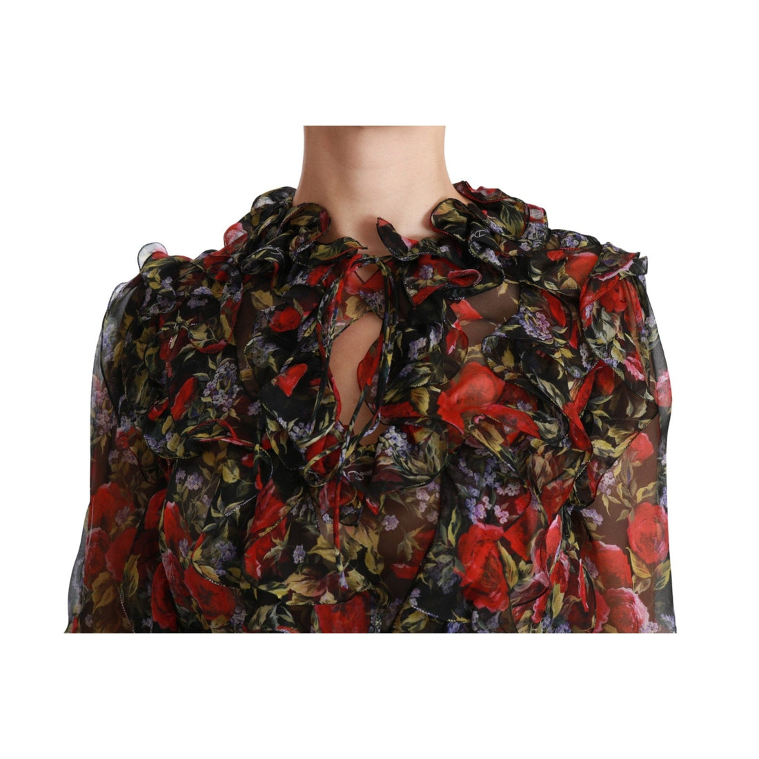 Dolce & Gabbana Elegant Floral Silk Long Sleeve Blouse