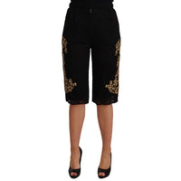 Dolce & Gabbana Black Lace Gold Baroque SPECIAL PIECE Shorts - Paris Deluxe