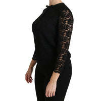 Dolce & Gabbana Black Lace Long Sleeve Nylon Blouse - Paris Deluxe