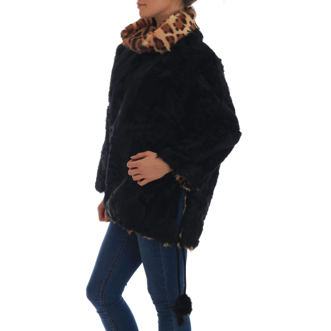 Dolce & Gabbana Black Lamb Leopard Print Fur Coat Jacket - Paris Deluxe