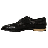 Dolce & Gabbana Black Leather Broques Sheer Wingtip Shoes - Paris Deluxe