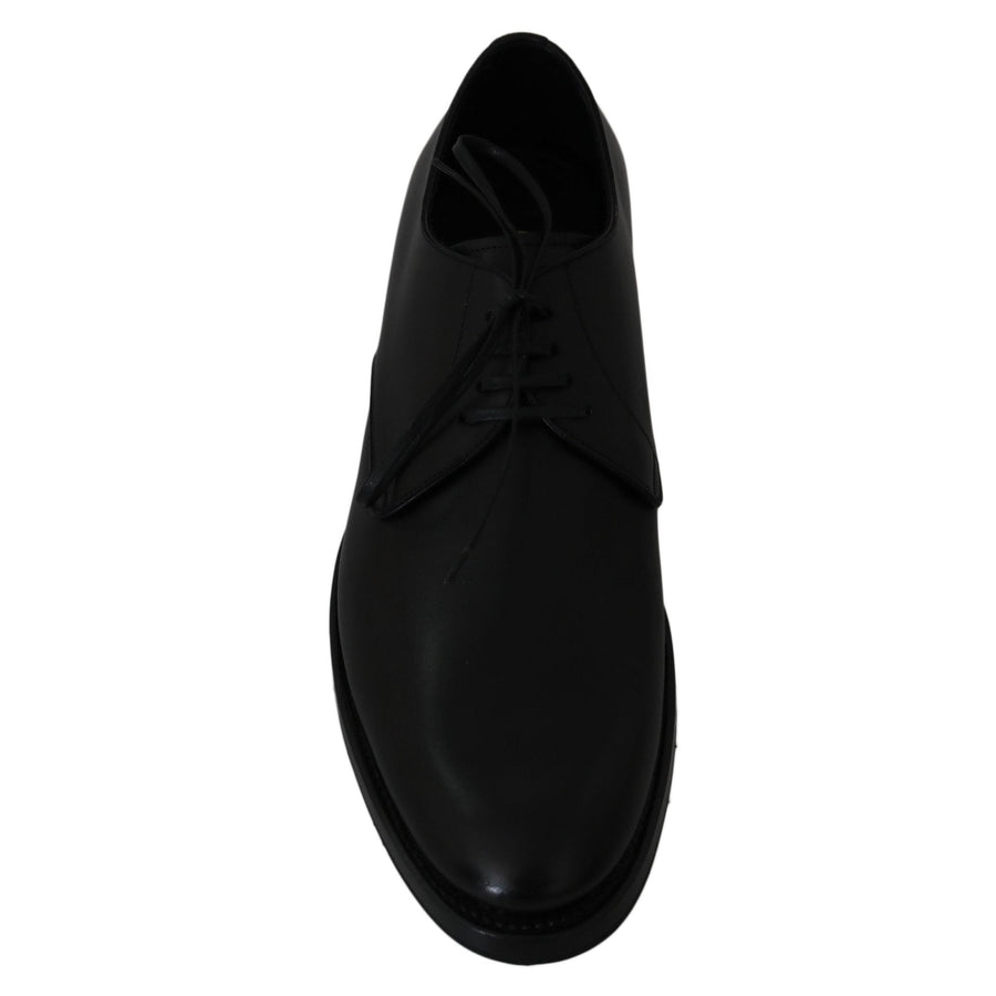 Dolce & Gabbana Black Leather Derby Formal Dress Shoes - Paris Deluxe
