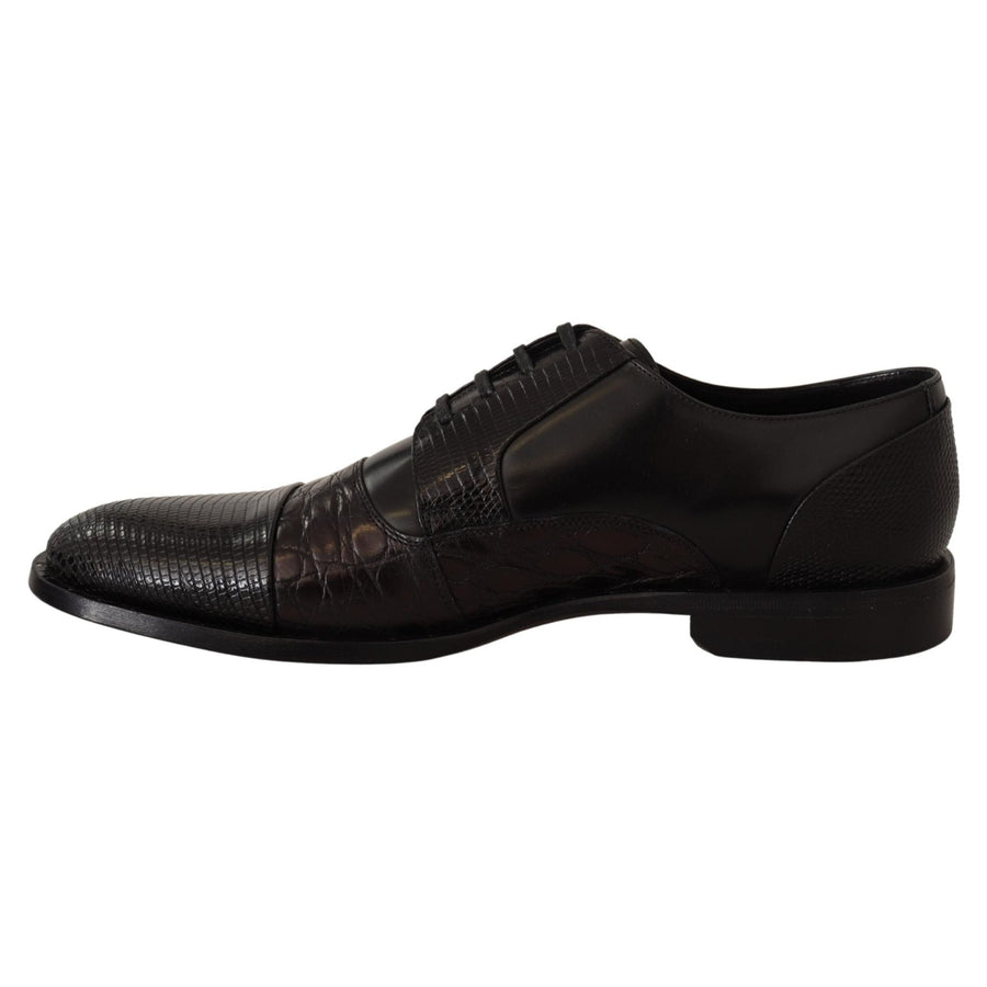 Dolce & Gabbana Black Leather Exotic Skins Formal Shoes - Paris Deluxe