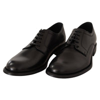 Dolce & Gabbana Black Leather Lace Up Mens Formal Derby Shoes - Paris Deluxe