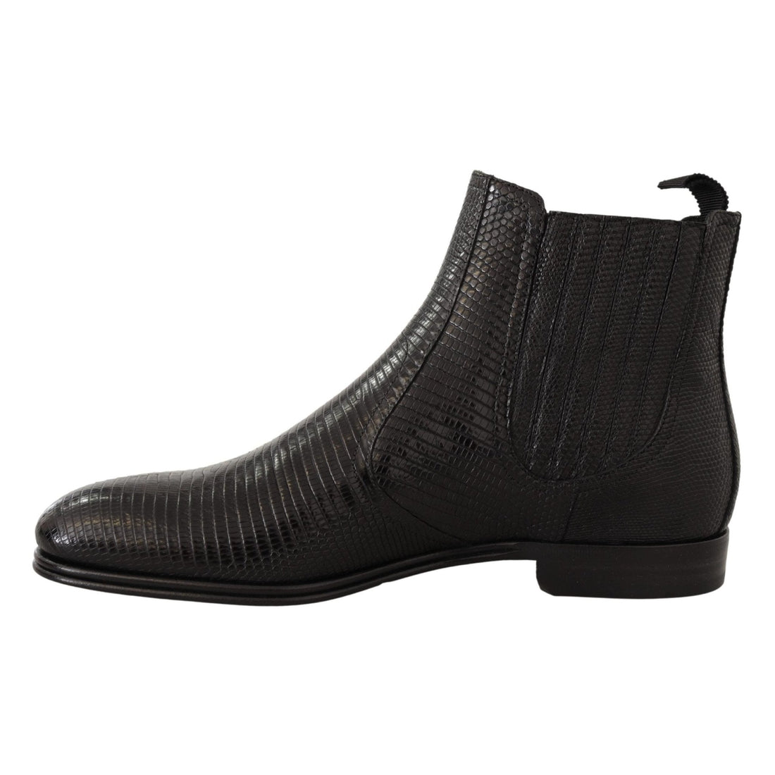 Dolce & Gabbana Black Leather Lizard Skin Ankle Boots - Paris Deluxe
