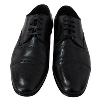 Dolce & Gabbana Black Leather Men Derby Formal Loafers Shoes - Paris Deluxe