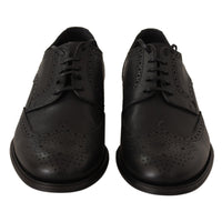 Dolce & Gabbana Black Leather Oxford Wingtip Formal Dress Shoes