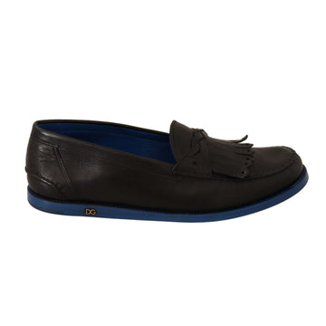 Dolce & Gabbana Black Leather Tassel Slip On Loafers Shoes - Paris Deluxe