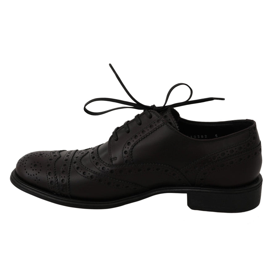 Dolce & Gabbana Black Leather Wingtip Oxford Dress Shoes - Paris Deluxe