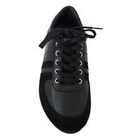 Dolce & Gabbana Black Logo Leather Casual Sneakers Shoes - Paris Deluxe