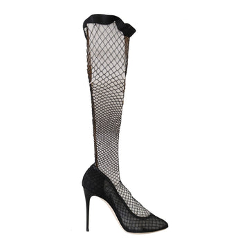 Dolce & Gabbana Black Netted Sock Heels Pumps Shoes - Paris Deluxe