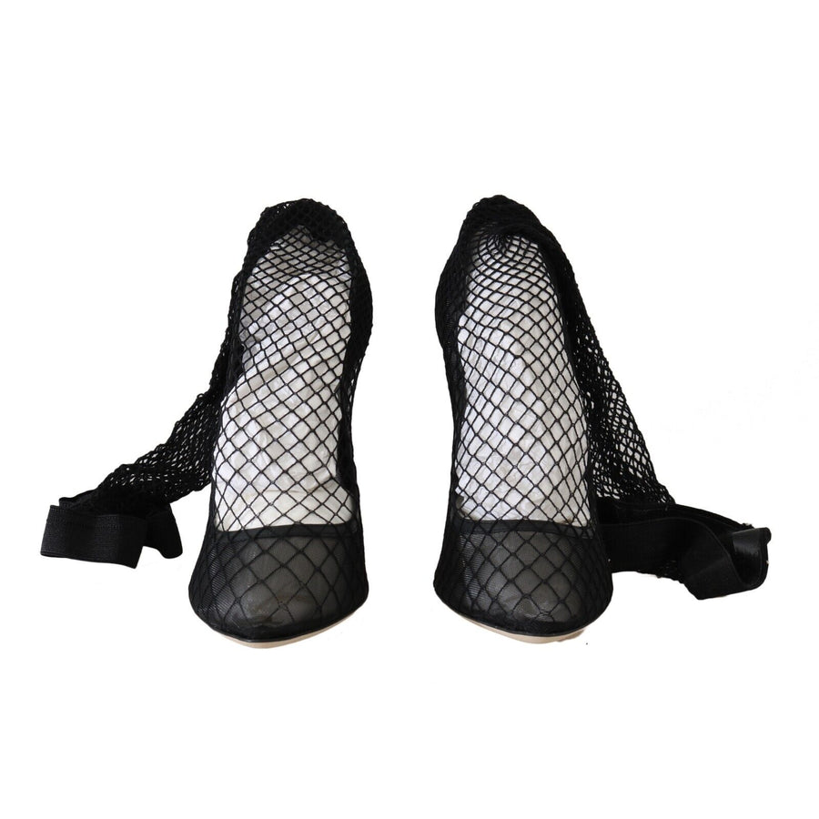 Dolce & Gabbana Black Netted Sock Heels Pumps Shoes - Paris Deluxe