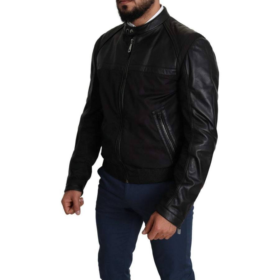 Dolce & Gabbana Black Nylon Full Zip Men Bomber Coat Jacket - Paris Deluxe